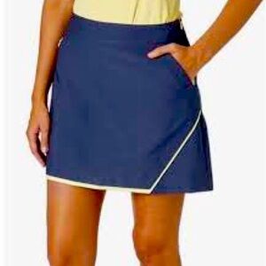 Slazenger Dark Blue Gray Mint Green Trimmed Asymmetrical Pocketed Golf Skort 8